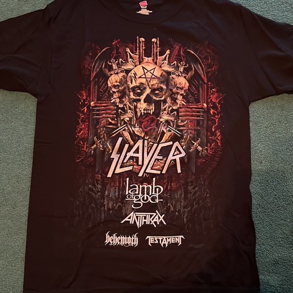 Slayer 2018 tour shirt lamb oh god behemoth testament anthrax Medium - Picture 2 of 3